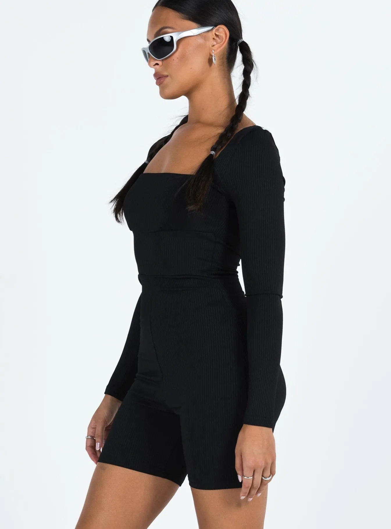 Princess Polly Sara Romper Black Clearance