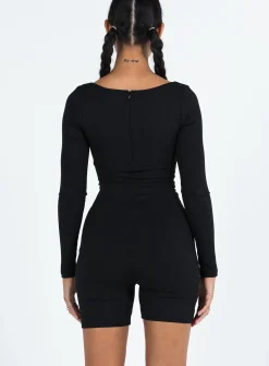 Princess Polly Sara Romper Black Clearance