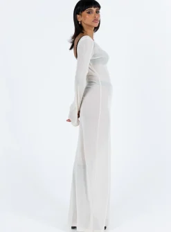 Princess Polly Sarelle Low Back Knit Maxi Dress Beige Shop
