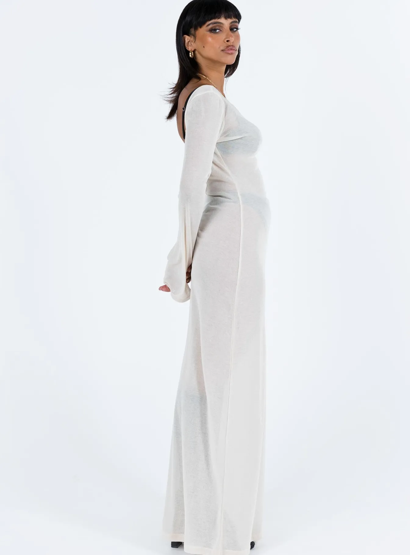 Princess Polly Sarelle Low Back Knit Maxi Dress Beige Shop