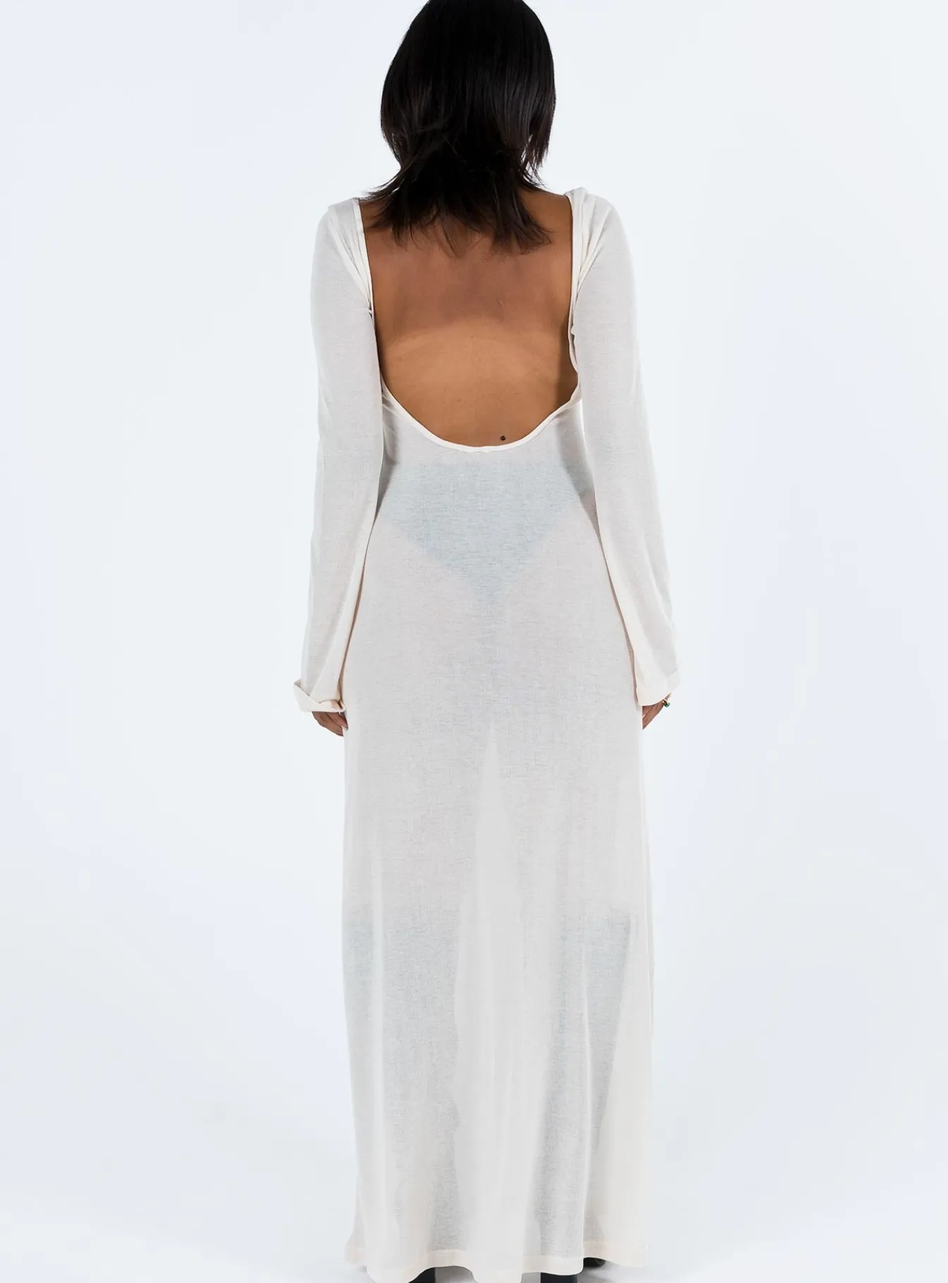 Princess Polly Sarelle Low Back Knit Maxi Dress Beige Shop