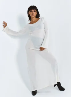 Princess Polly Sarelle Low Back Knit Maxi Dress Beige Shop