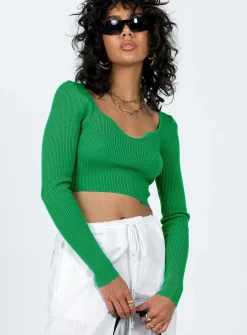 Princess Polly Sarley Long Sleeve Top  Green New