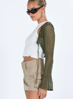 Princess Polly Savi Long Sleeve Top Green Flash Sale