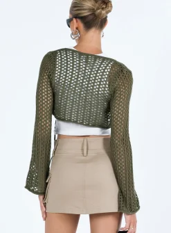 Princess Polly Savi Long Sleeve Top Green Flash Sale