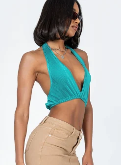 Princess Polly Saylor Top  Teal Cheap
