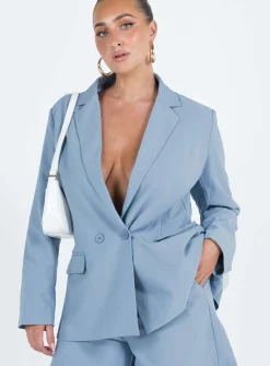 Princess Polly Sazan Blazer  Blue Clearance