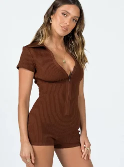 Princess Polly Scarla Romper Brown Store