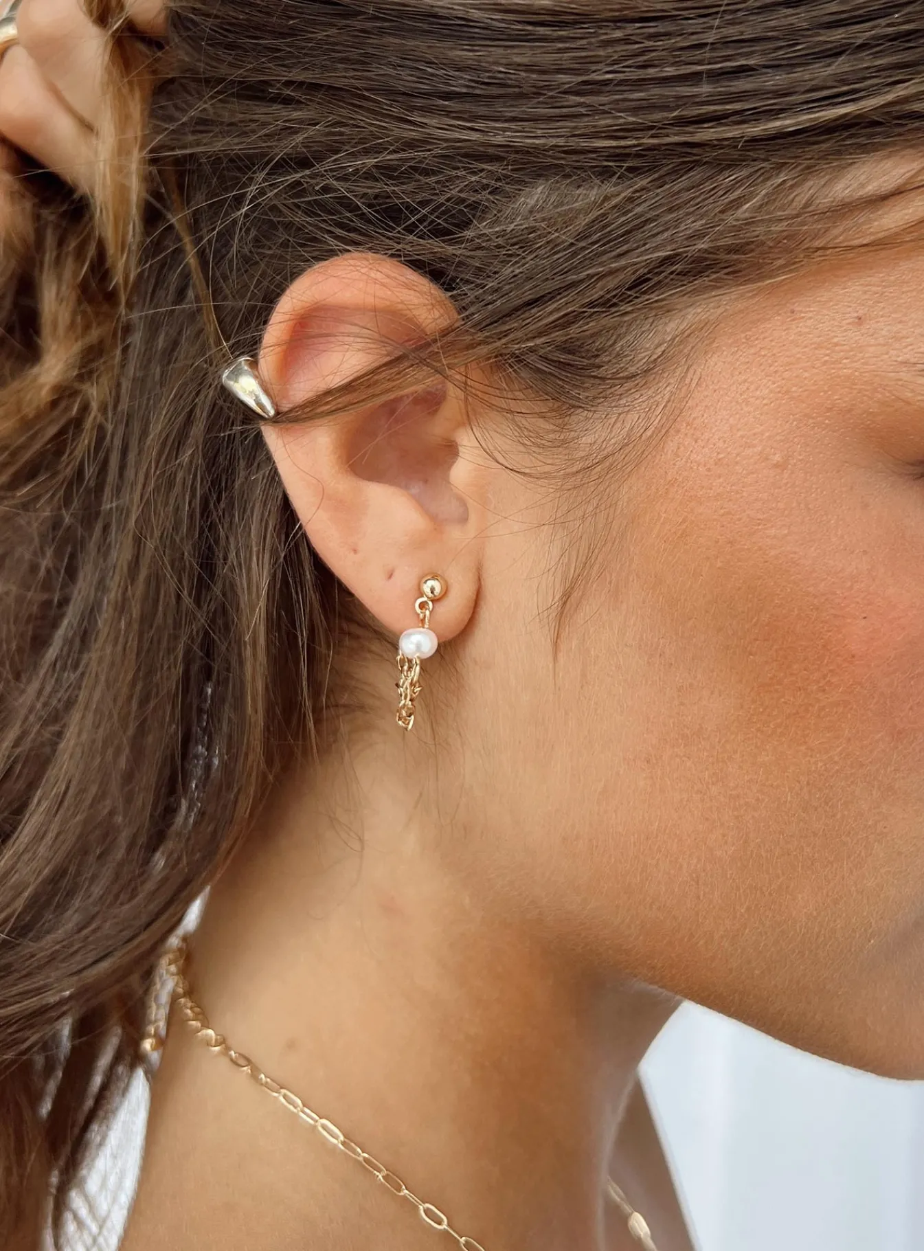 Princess Polly Scarvo Pearl Earrings Gold Outlet