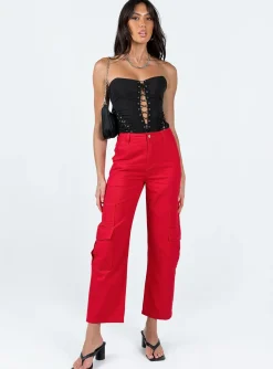 Princess Polly Schafer Wide Legs Jeans  Red Best