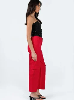 Princess Polly Schafer Wide Legs Jeans  Red Best