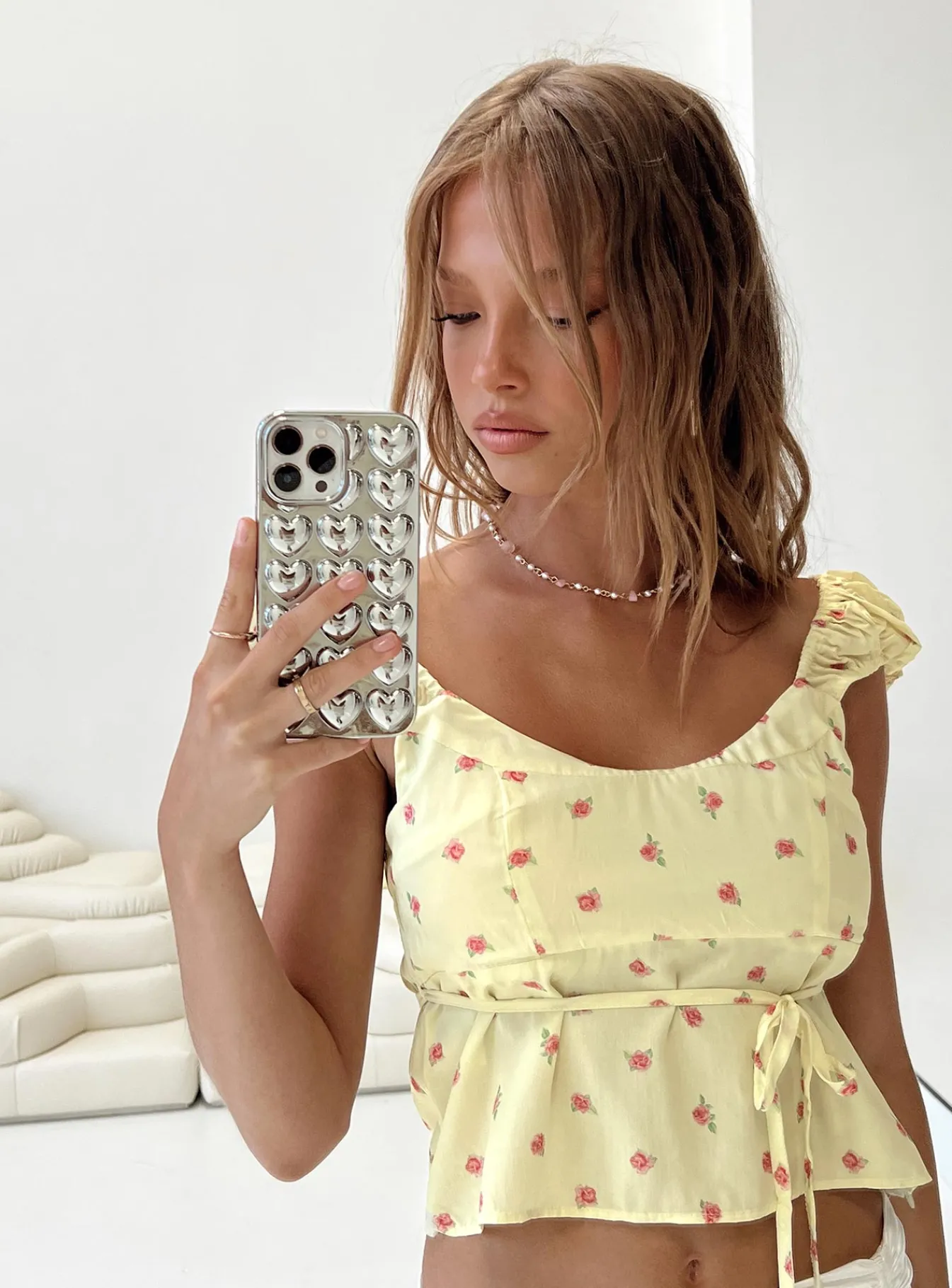 Princess Polly Seacrest Top Yellow Floral New
