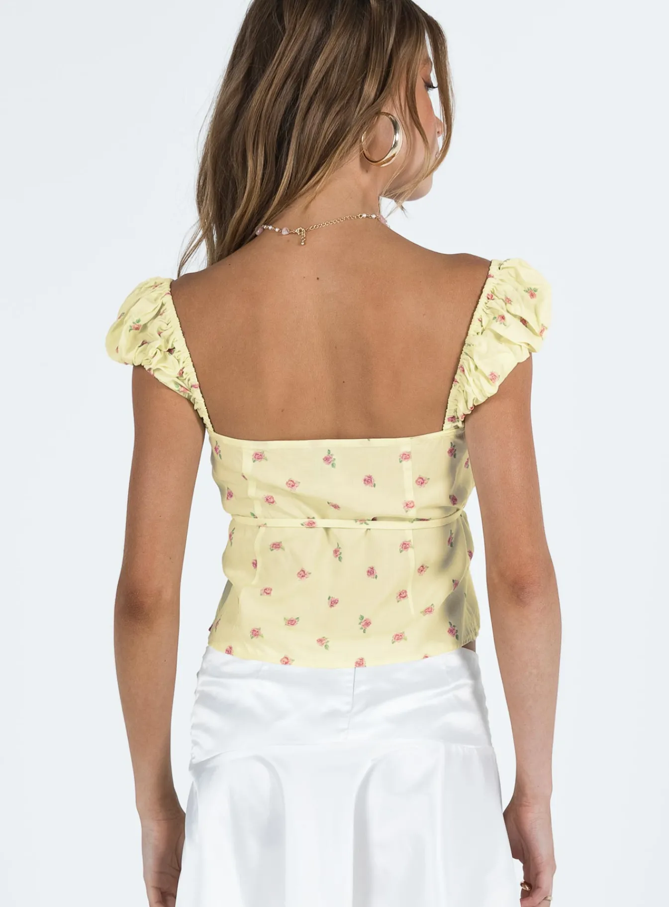Princess Polly Seacrest Top Yellow Floral New