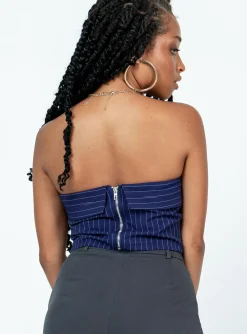Princess Polly Sebastian Strapless Top Navy Flash Sale