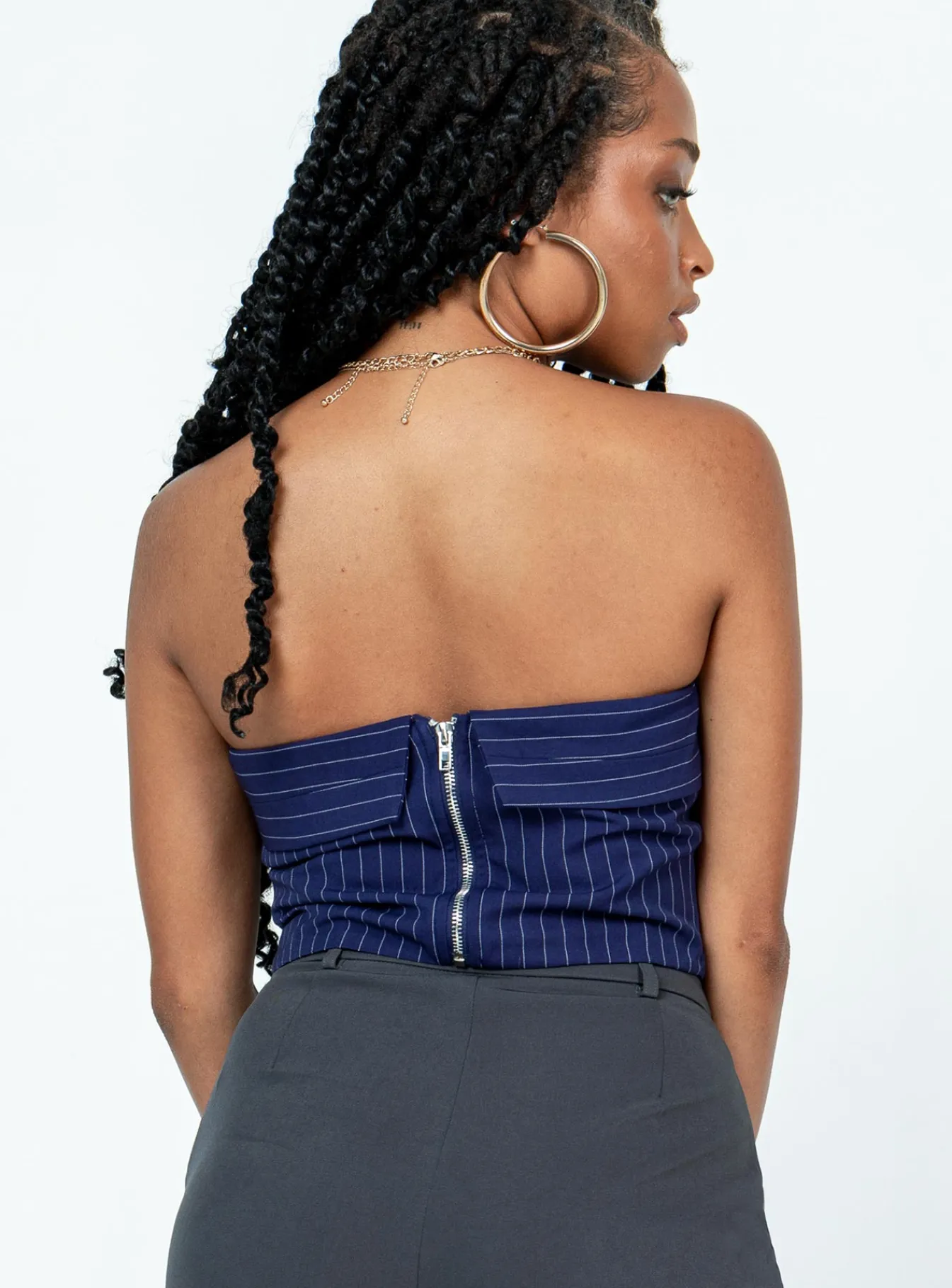Princess Polly Sebastian Strapless Top Navy Flash Sale