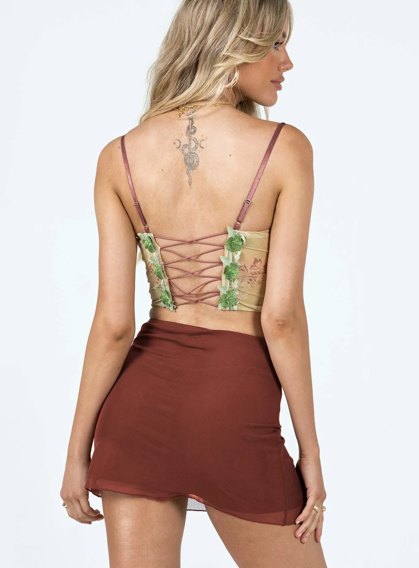 Princess Polly Selby Mesh Mini Skirt Brown Flash Sale