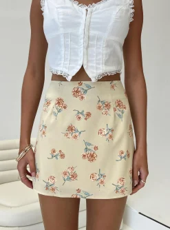 Princess Polly Selby Mini Skirt  Beige Floral Sale