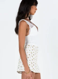 Princess Polly Selby Mini Skirt White / Yellow Best