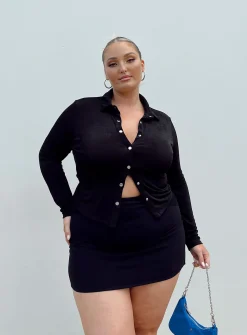 Princess Polly Selby Mini Skirtcurve Lower Impact Black Flash Sale