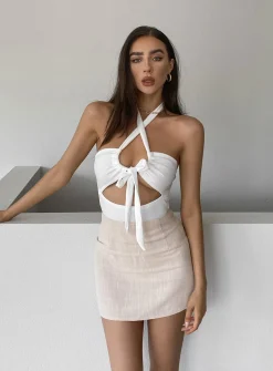 Princess Polly Selby Mini Skirtlower Impact   Oatmeal Sale
