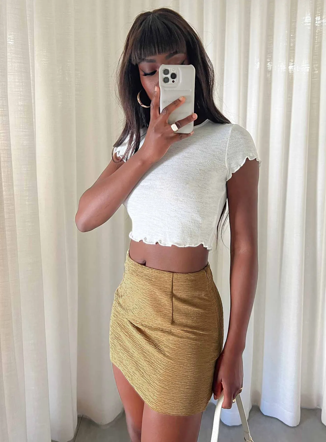 Princess Polly Selby Textured Mini Skirt Beige Shop