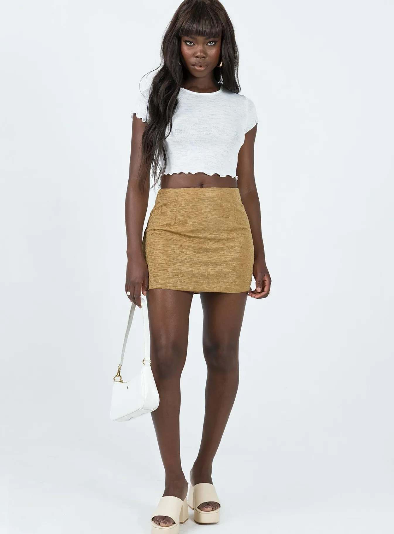 Princess Polly Selby Textured Mini Skirt Beige Shop