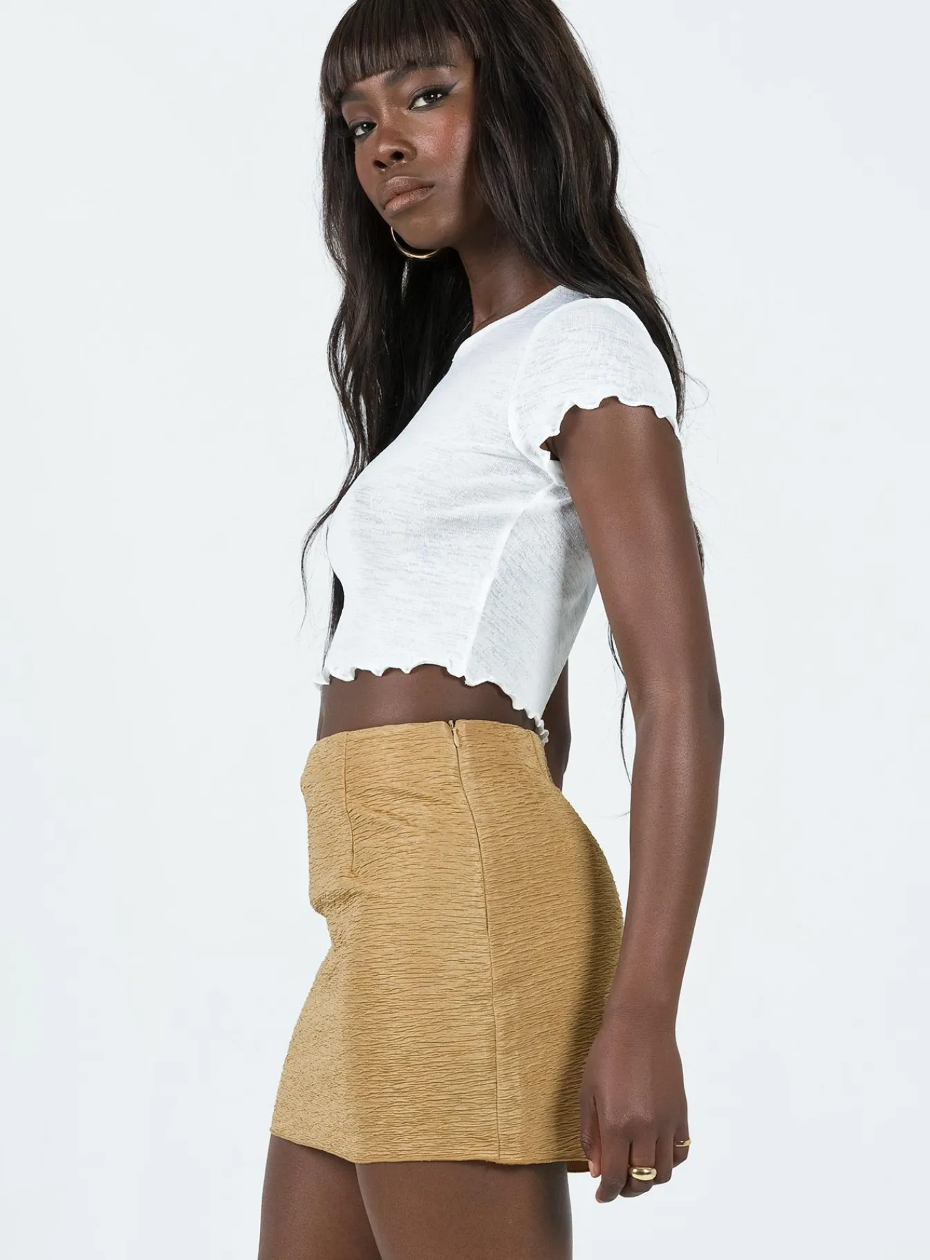 Princess Polly Selby Textured Mini Skirt Beige Shop