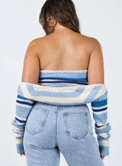 Princess Polly Serafini Bolero Knit Top Blue Shop