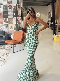 Princess Polly Seri Slip Maxi Dressmulti   Green Shop