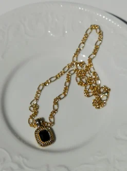 Princess Polly Setton Pendant Necklace/ Black   Gold Best Sale