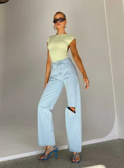 Princess Polly Sevina Wide Legjeans Light Wash Denim Sale