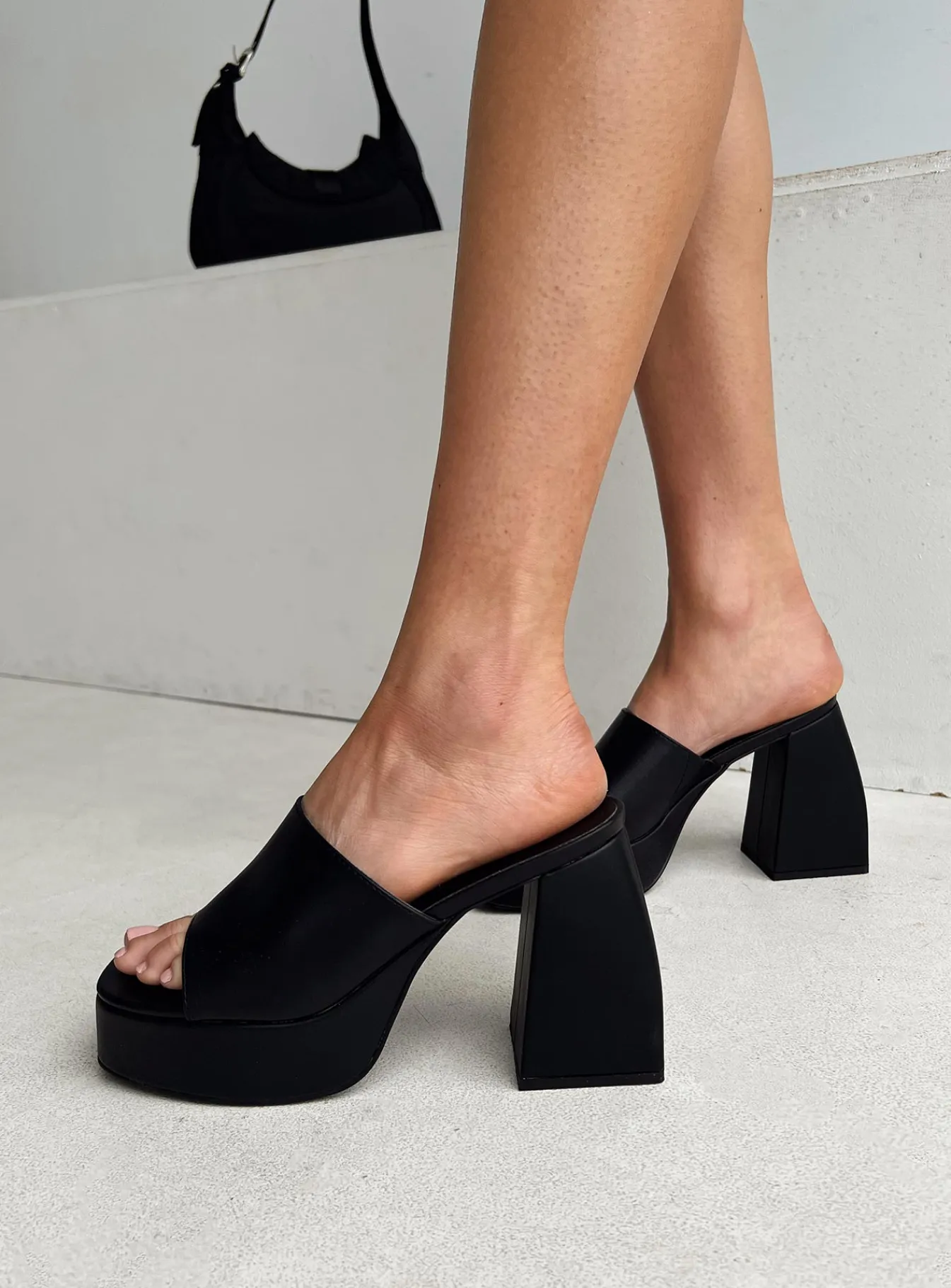 Princess Polly Shapiro Mules Platform Heels Black Store