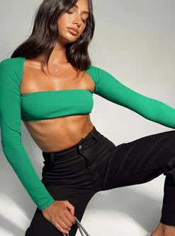 Princess Polly Sharli Long Sleeve Top  Green Best