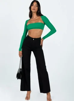 Princess Polly Sharli Long Sleeve Top  Green Best