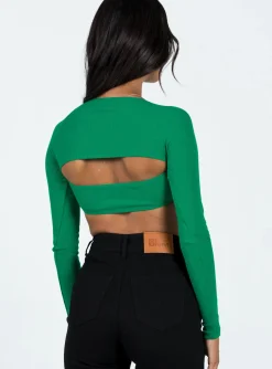 Princess Polly Sharli Long Sleeve Top  Green Best