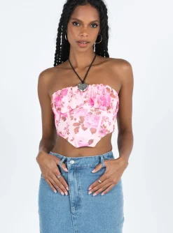 Princess Polly Sharna Bustier Top Pink Floral Outlet