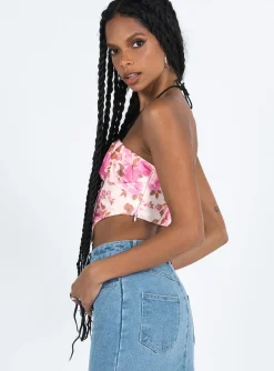 Princess Polly Sharna Bustier Top Pink Floral Outlet