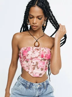 Princess Polly Sharna Bustier Top Pink Floral Outlet