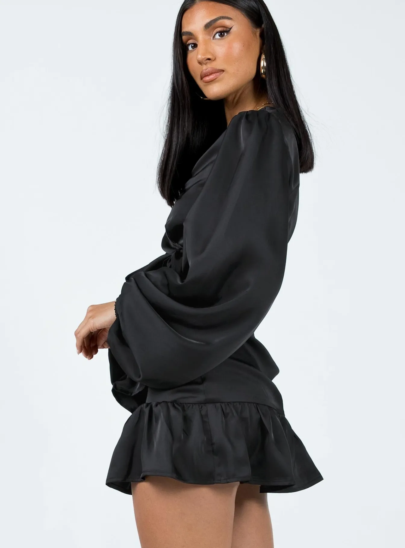 Princess Polly Sharnaya Wrap Mini Dress Black Discount