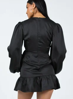 Princess Polly Sharnaya Wrap Mini Dress Black Discount