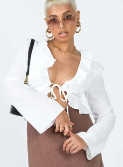 Princess Polly Sherwood Long Sleeve Top  White Best Sale