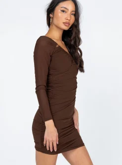Princess Polly Shia Asymmetrical Mini Dress Brown Best