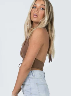 Princess Polly Shiloh Top  Brown Shop