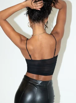 Princess Polly Shine Bright Crop Top Black Flash Sale