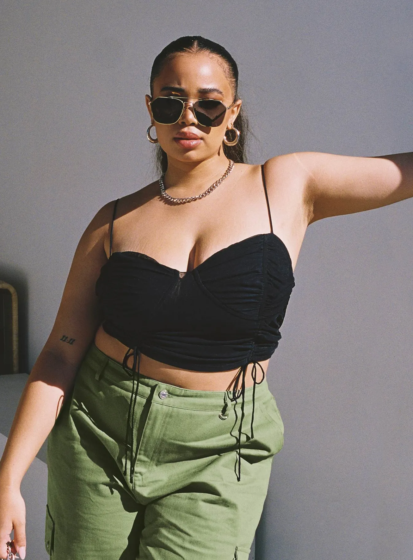 Princess Polly Shine Bright Crop Topcurve Black Store