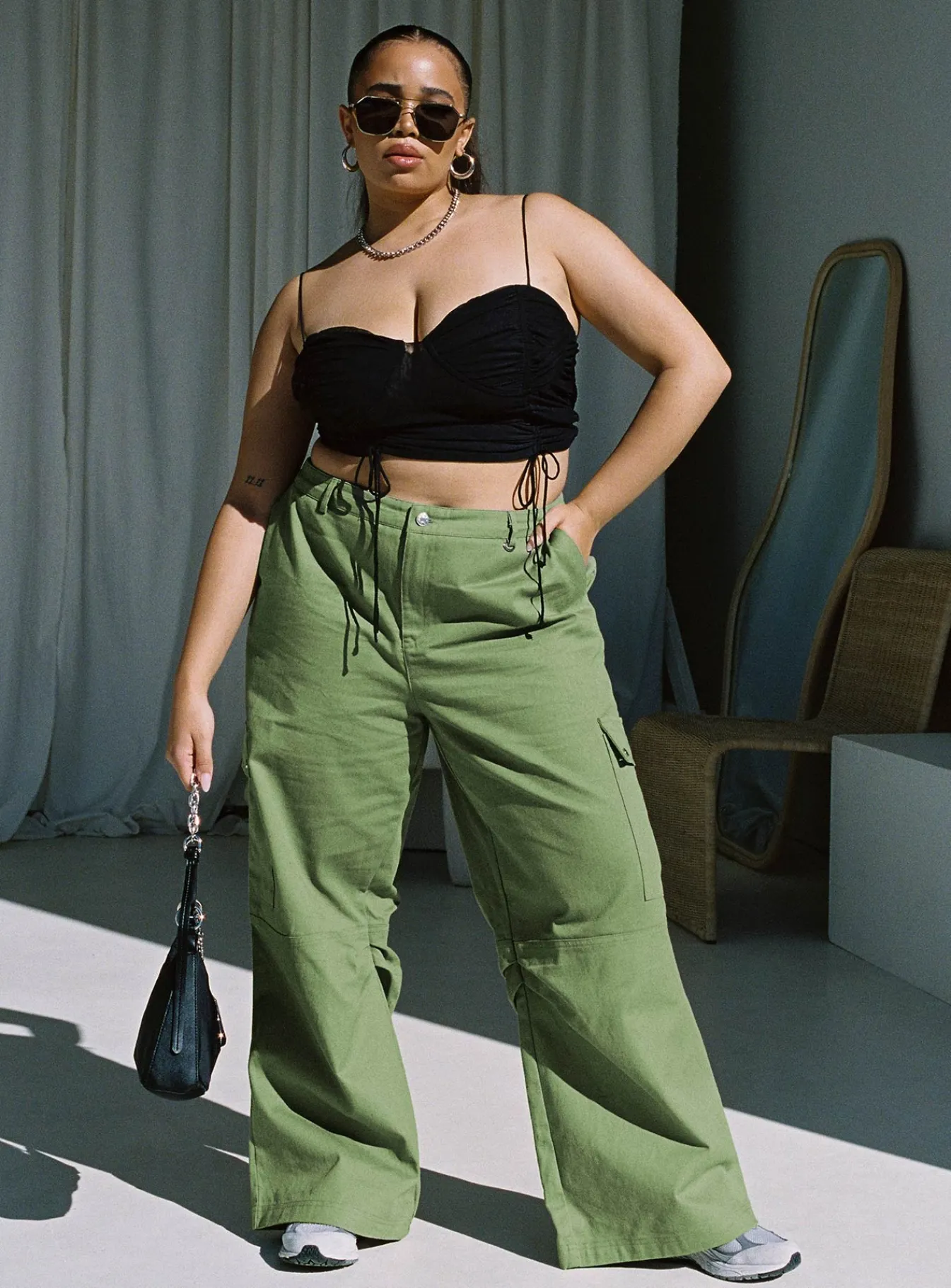 Princess Polly Shine Bright Crop Topcurve Black Store