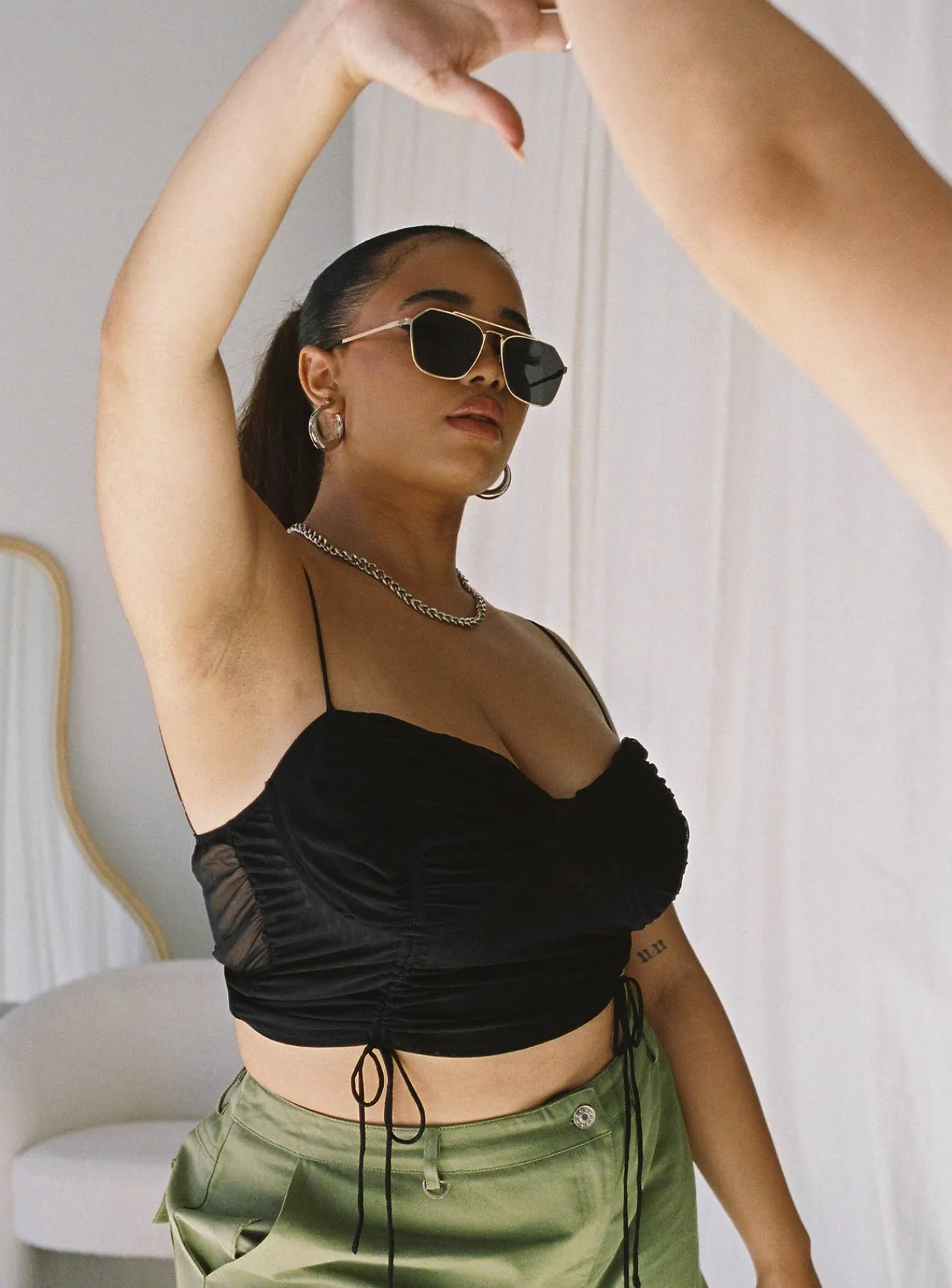 Princess Polly Shine Bright Crop Topcurve Black Store
