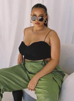 Princess Polly Shine Bright Crop Topcurve Black Store