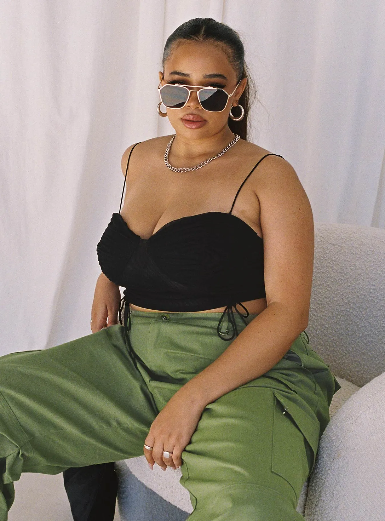 Princess Polly Shine Bright Crop Topcurve Black Store