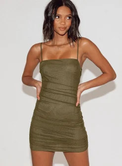 Princess Polly Shivani Mini Dress   Dark Khaki Sale